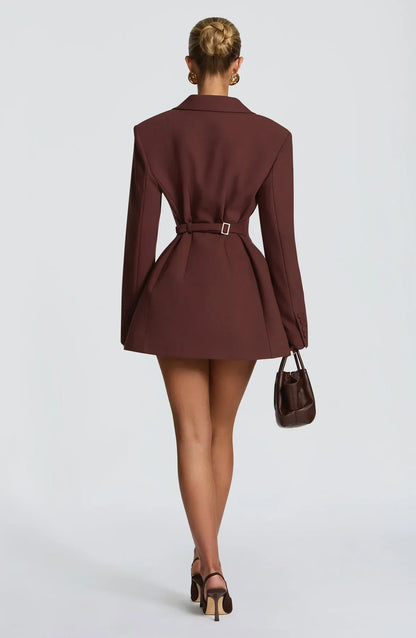 Vestido mini Elvira - Marrón ciruela